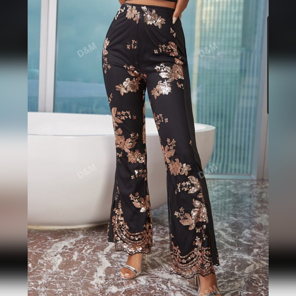 D&M Sequin Overlay Pants NWT M